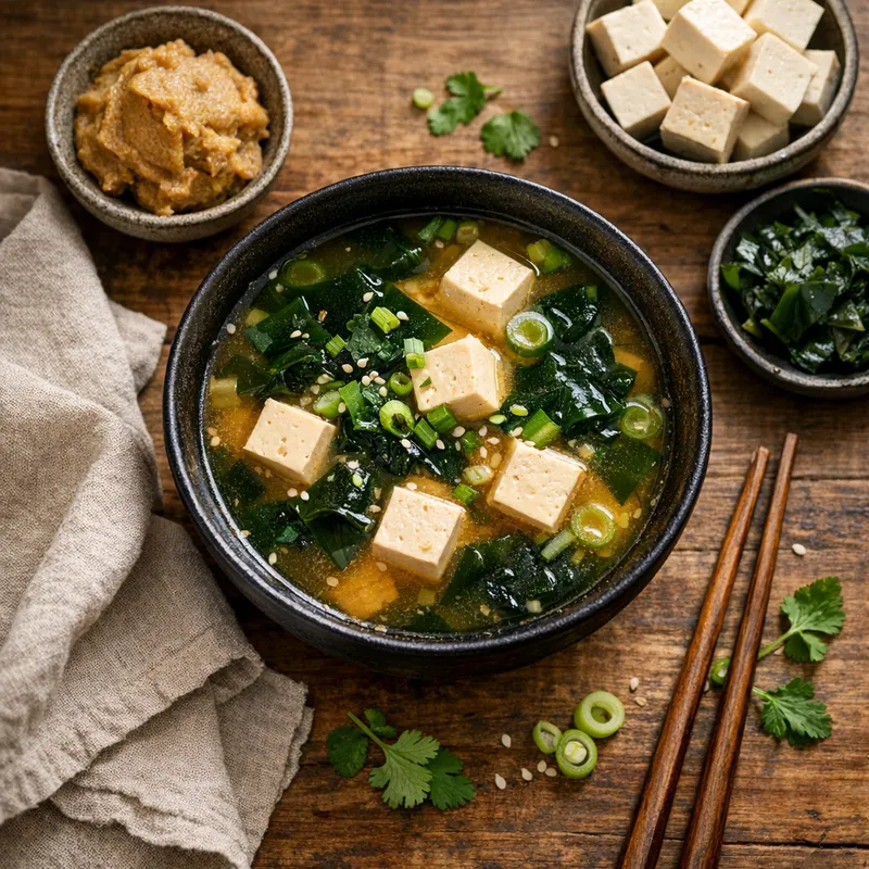 Miso Soup with Tofu & Seaweed