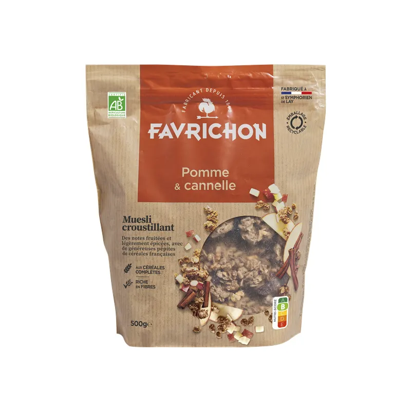 Crunchy Apple Cinnamon Muesli, Palm Oil Free, 500g, FAVRICHON