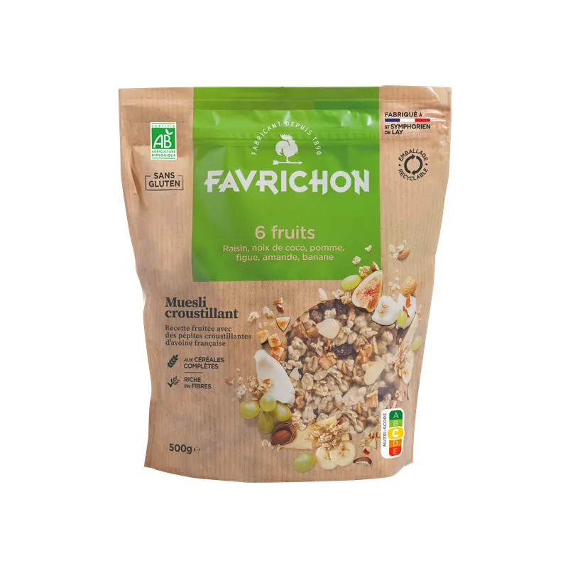 Crunchy 6 Fruit Muesli, Gluten Free 500g, FAVRICHON