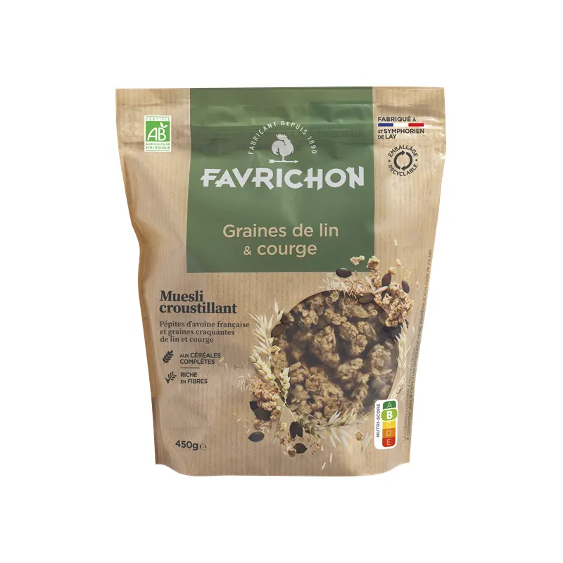 Crunchy Flax And Pumpkin Seed Muesli 450g, FAVRICHON