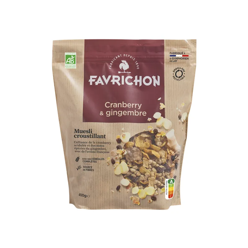 Crunchy Cranberry Ginger Muesli, Palm Oil Free, 400g, FAVRICHON