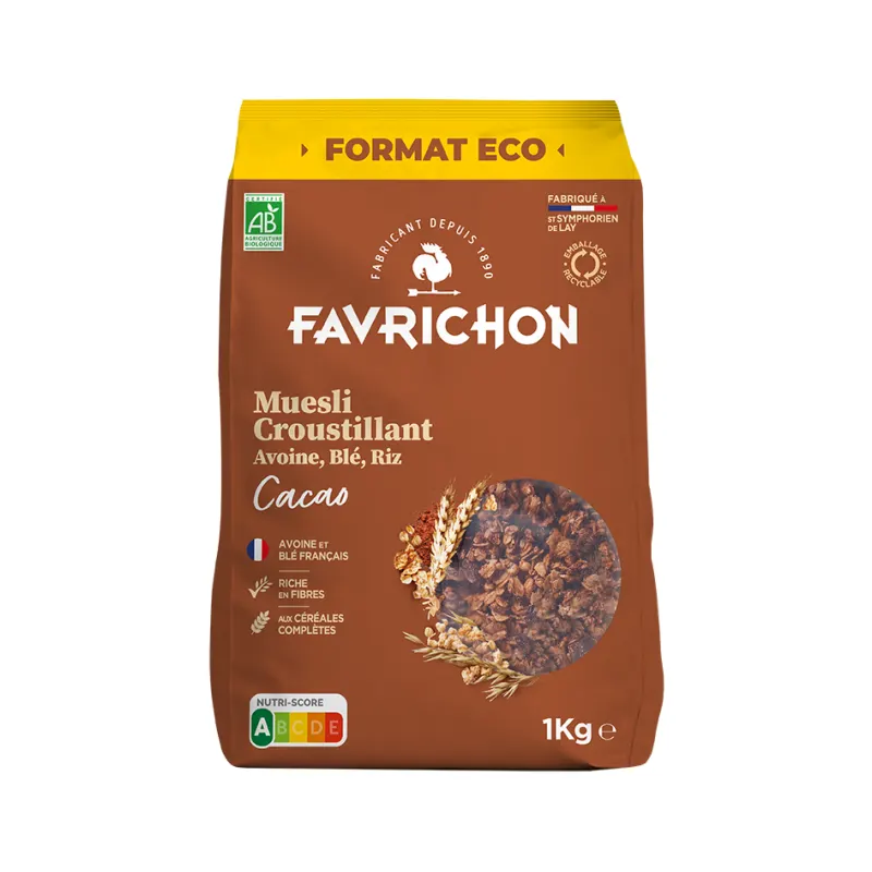 Crunchy Cocoa Muesli, Eco Format 1kg, FAVRICHON