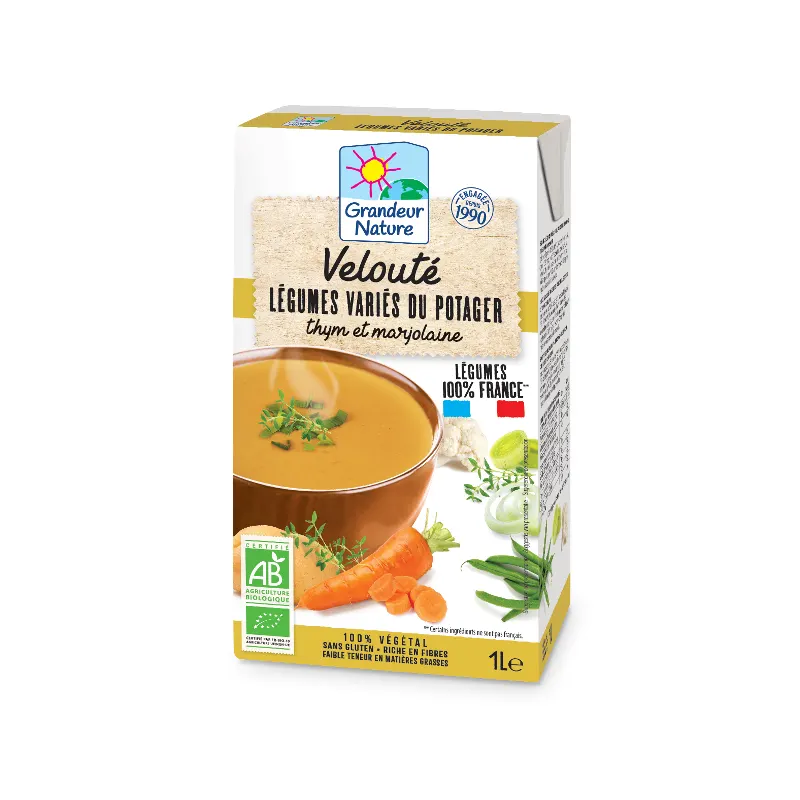 Organic Garden Vegetable Soup, Varied French Vegetables 1l, GRANDEUR NATURE