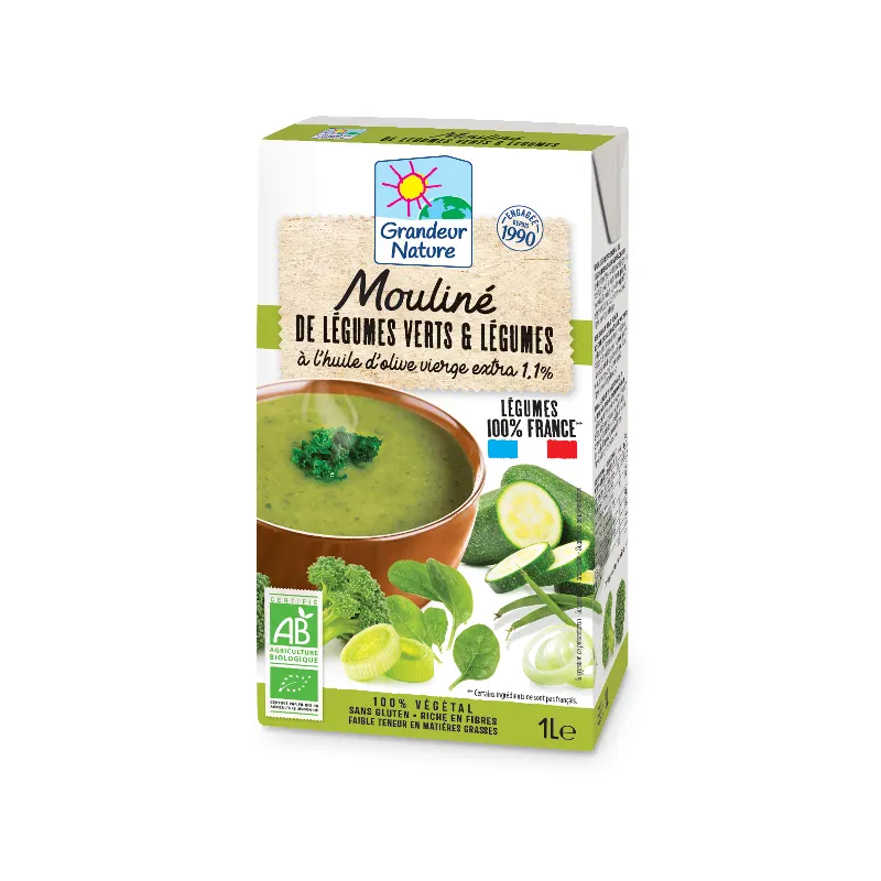 French Green Vegetables Pureed Soup 1l, GRANDEUR NATURE