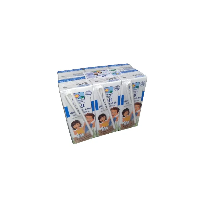 UHT Semi Skimmed Milk Small Carton 20cl With Straw Pack of 6, GRANDEUR NATURE