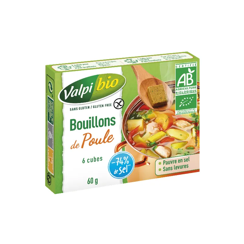 Chicken Bouillon (Pack Of 6 Cubes) 60g, VALPIBIO