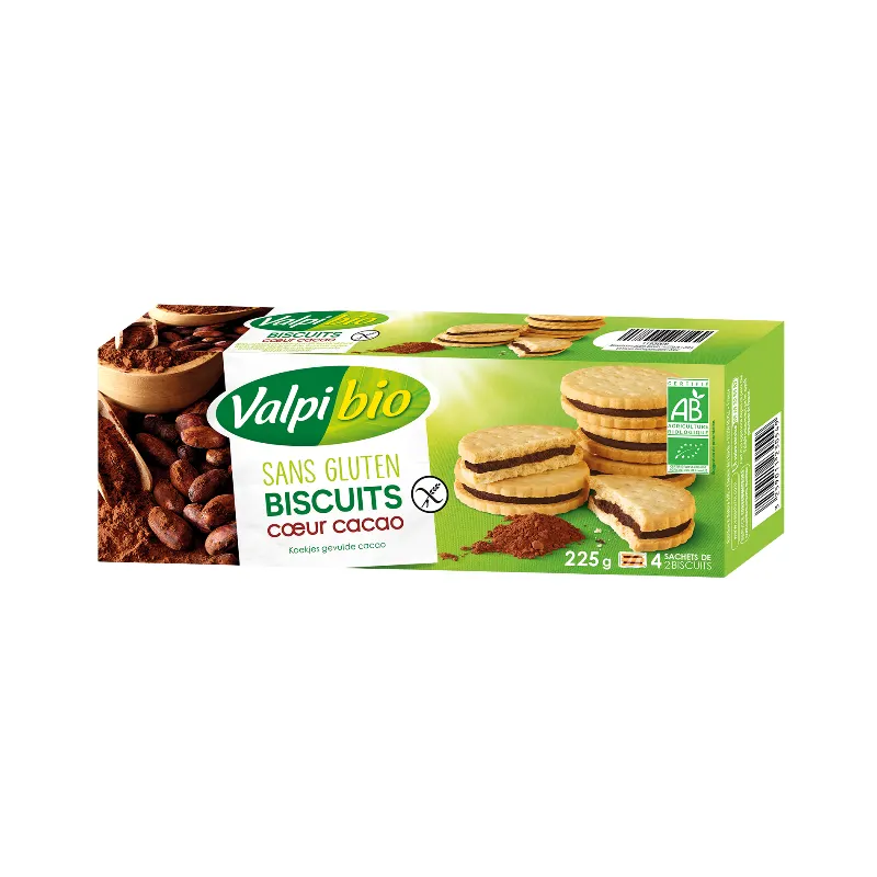 Chocolate Filled Biscuit 225g, VALPIBIO