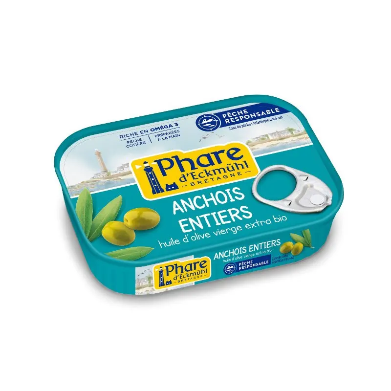 Whole Anchovies In Olive Oil Organic 115g, PHARE D'ECKMUHL