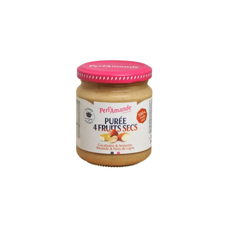 4 Dried Fruit Butter, Peanut-Cashew-Hazelnut-Almond, 200g, PERL'AMANDE
