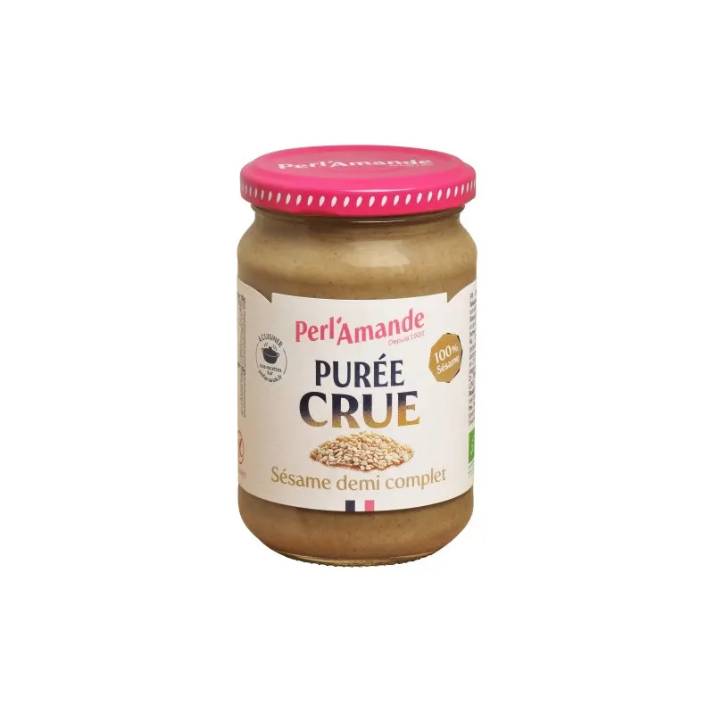 Organic Raw Semi-Whole Sesame Paste 280g, PERL'AMANDE