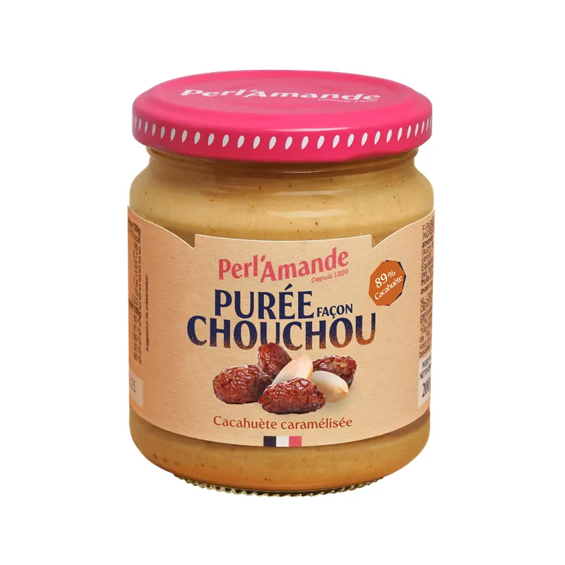 Organic Roasted Peanut Paste With Caramel, Chouchou Style 200g, PERL'AMANDE