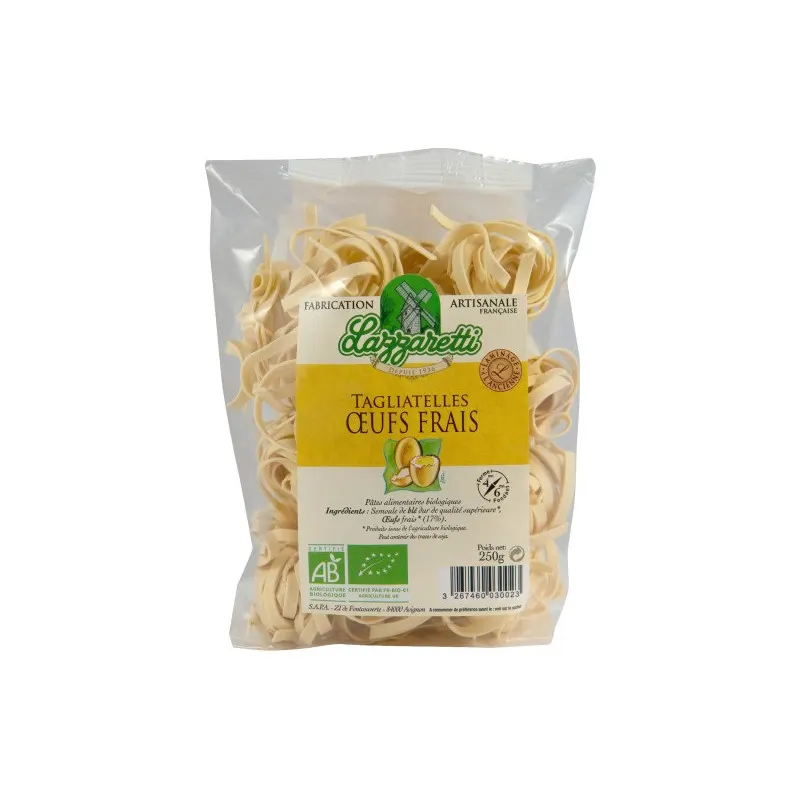 Organic Fresh Egg Tagliatelle Pasta 250g, LAZZARETTI