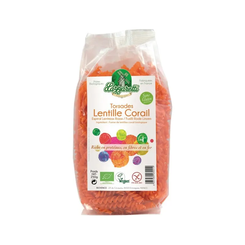 Organic Coral Lentil Twists Pasta 250g, LAZZARETTI