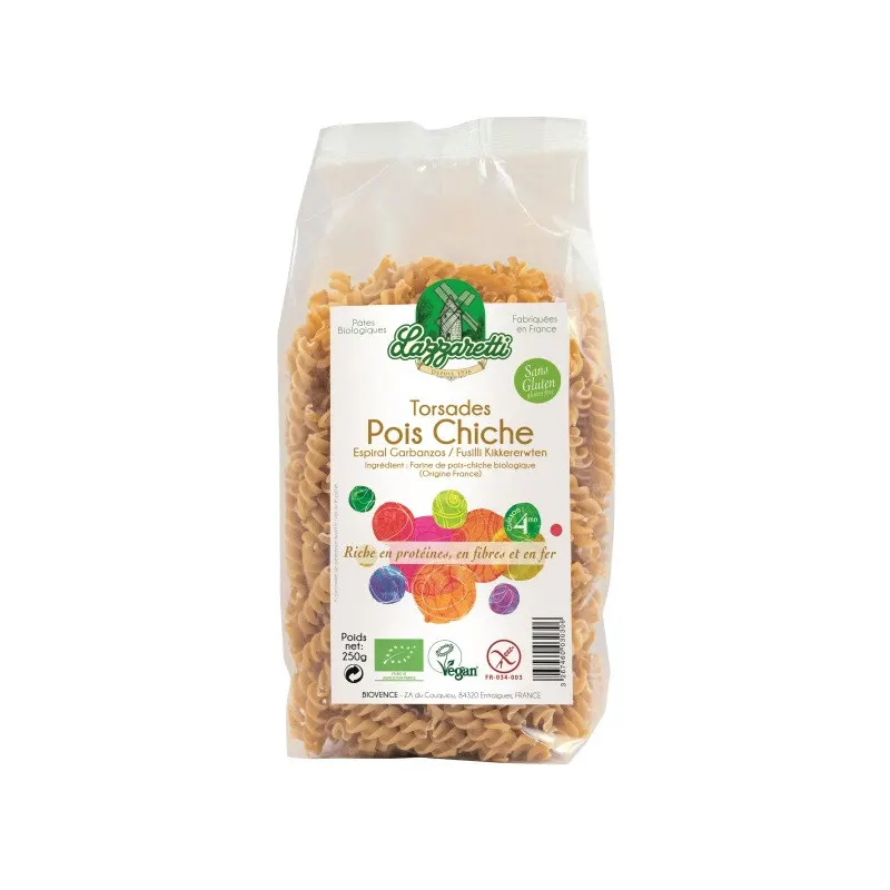 Organic Chickpea Twists Pasta France 250g, LAZZARETTI