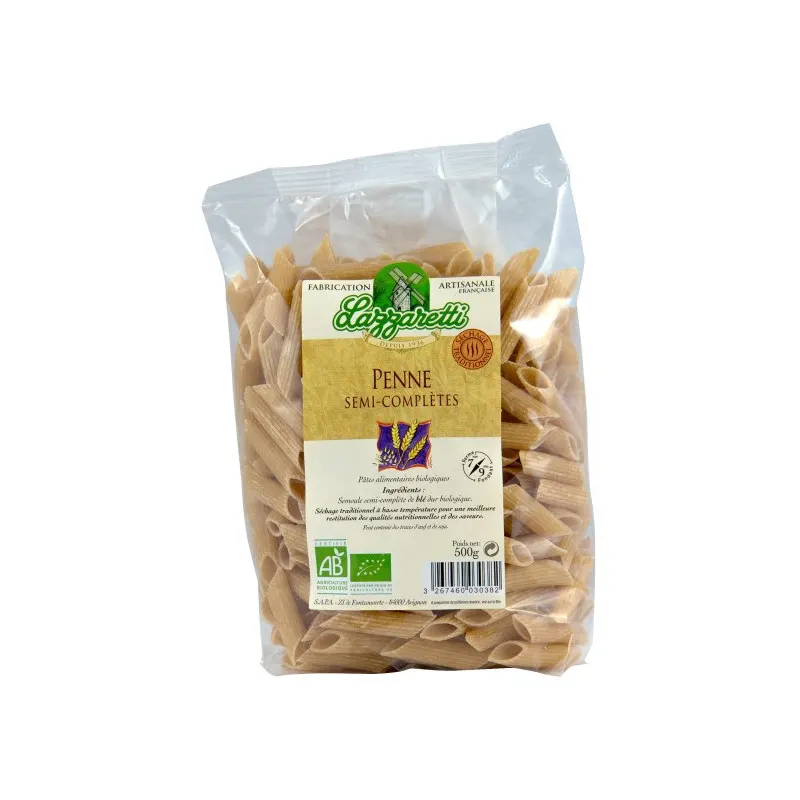 Organic 1/2 Whole Penne Pasta 500g, LAZZARETTI