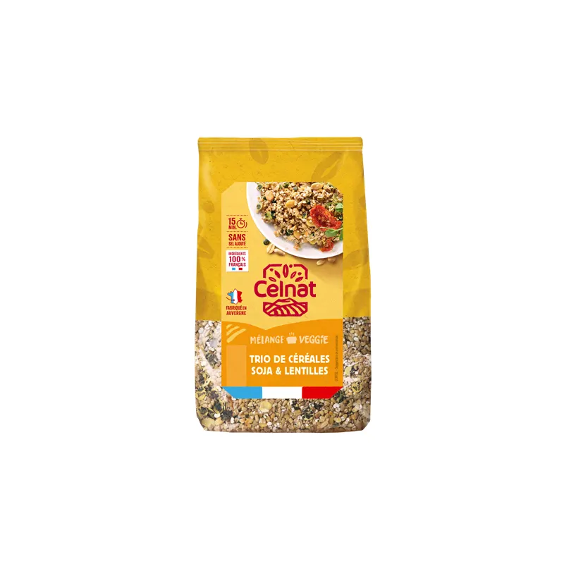 Tri-Colour Mix Of Cereals, Soy And Lentils From France 500g, CELNAT