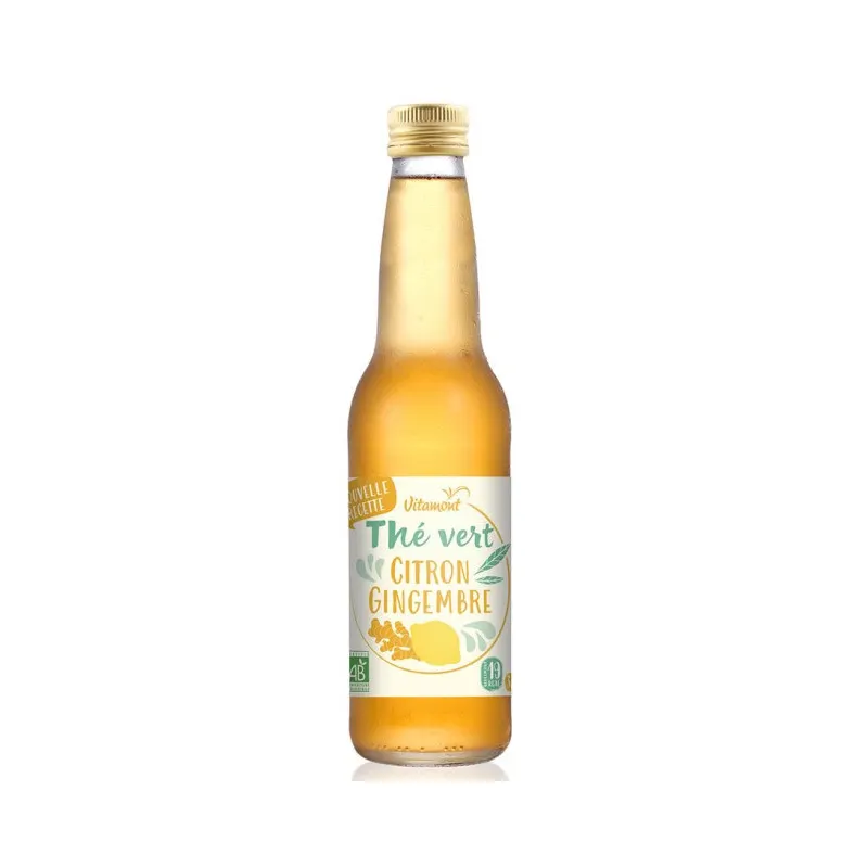 Iced Tea, Green Sencha Tea Fair Trade Lemon Ginger 33cl, VITAMONT