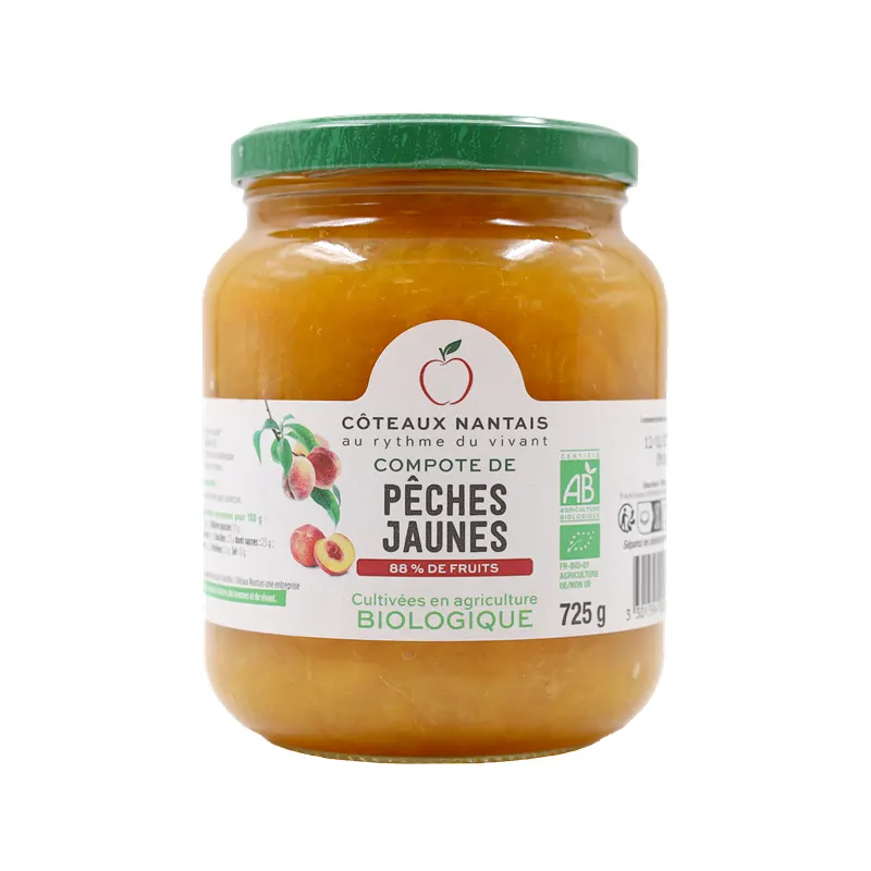 Yellow Peach Puree Reduced Sugar Fairtrade 725g, COTEAUX NANTAIS