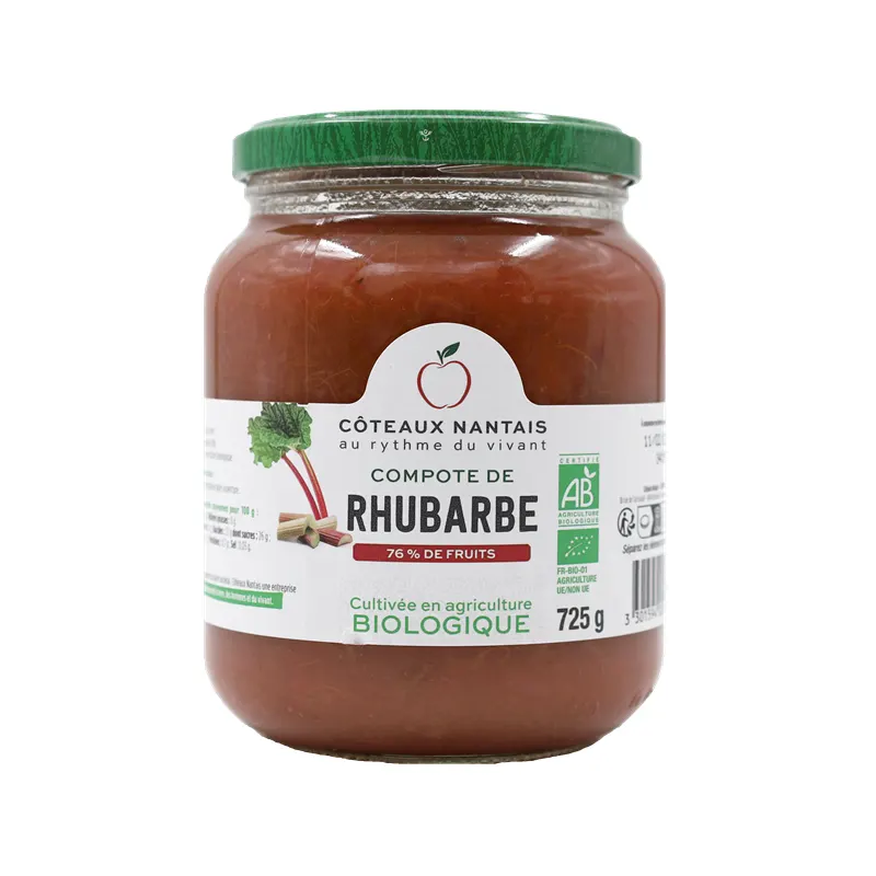 Rhubarb Puree Fairtrade Sugar 725g, COTEAUX NANTAIS