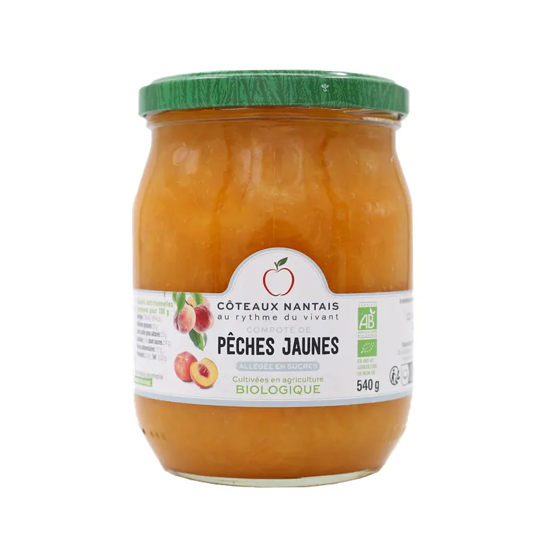 Reduced Sugar Yellow Peach Puree Fairtrade 540g, COTEAUX NANTAIS