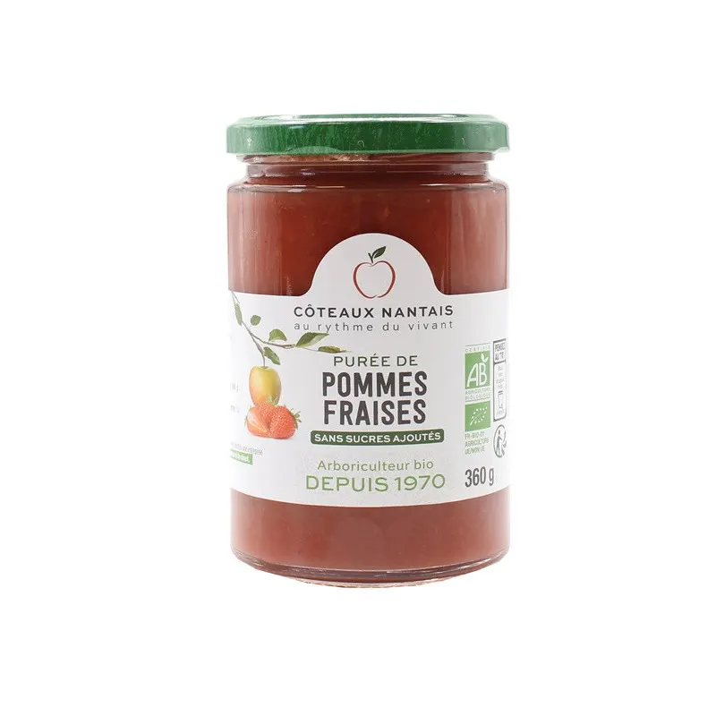Apple Strawberry Purée 360g, COTEAUX NANTAIS