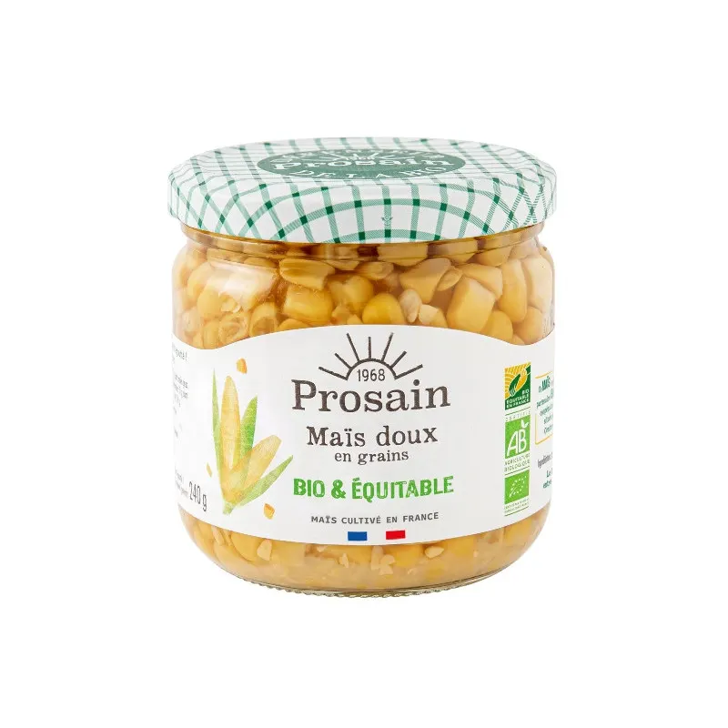 Organic And Fair Trade Sweet Corn In France 240g (PNE), PROSAIN