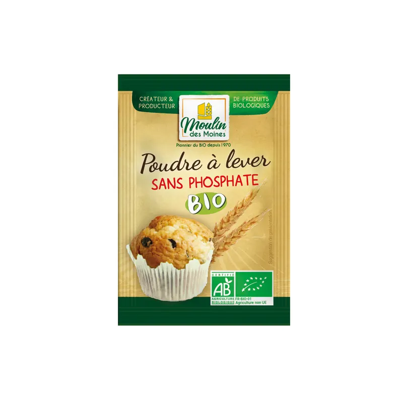 Organic Phosphate Free Baking Powder - 8x10g, MOULIN DES MOINES