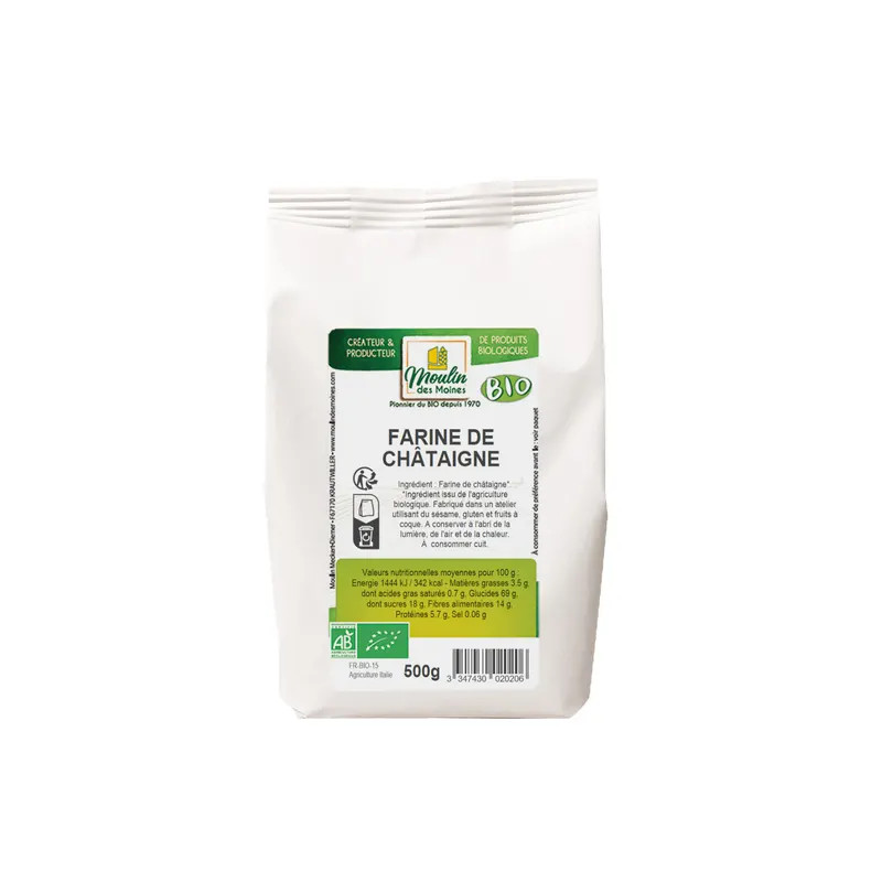 Organic Chestnut Flour EU - 500g, MOULIN DES MOINES
