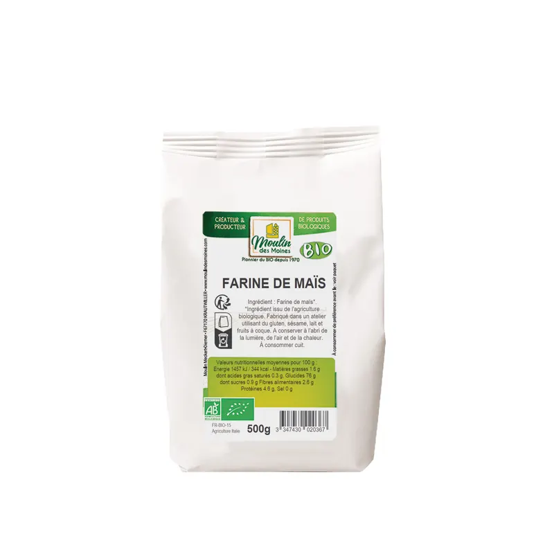Organic Corn Flour - 500g, MOULIN DES MOINES