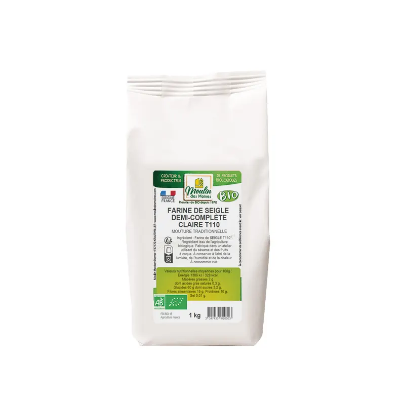 Organic Light Rye Flour - 1kg, MOULIN DES MOINES
