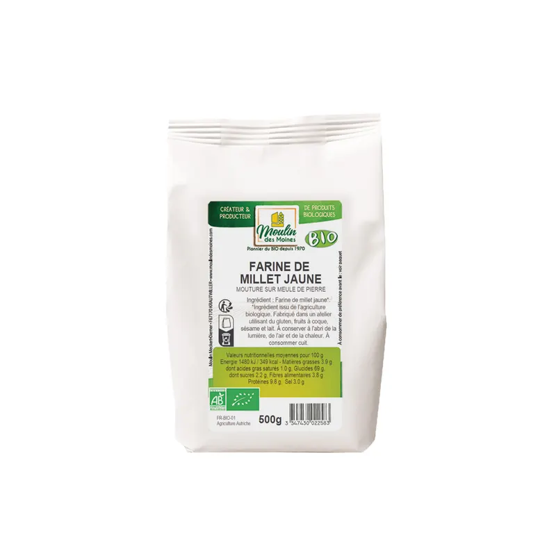 Stone-Ground Organic Yellow Millet Flour - 500g, MOULIN DES MOINES