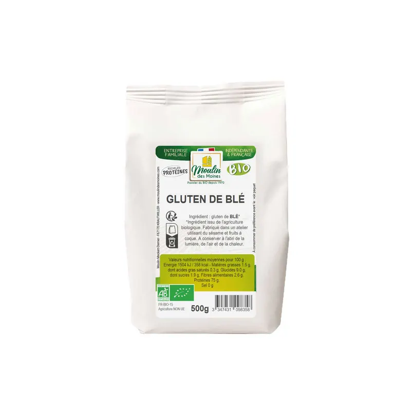 Organic Wheat Gluten - 500g, MOULIN DES MOINES