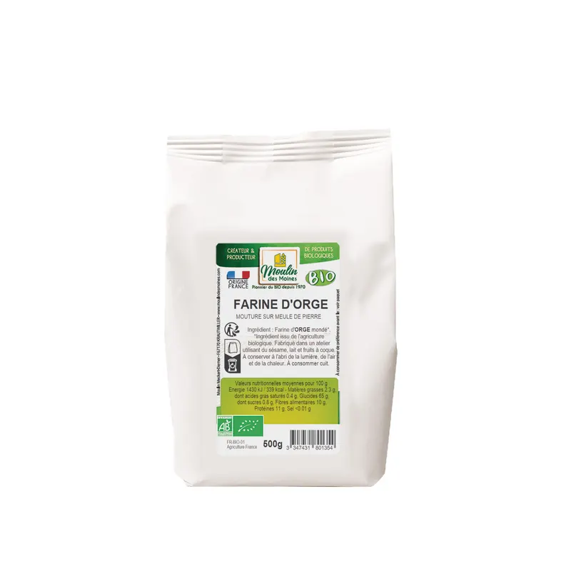 Stone-Ground Organic Barley Flour - 500g, MOULIN DES MOINES