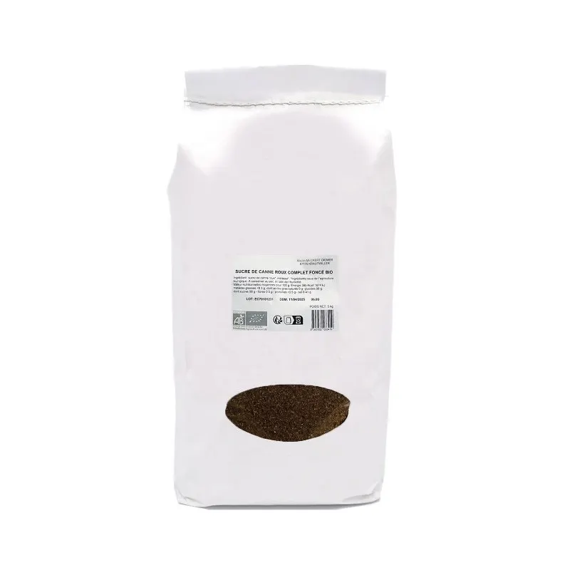 Sucre de canne roux complet foncé 5kg, MOULIN DES MOINES