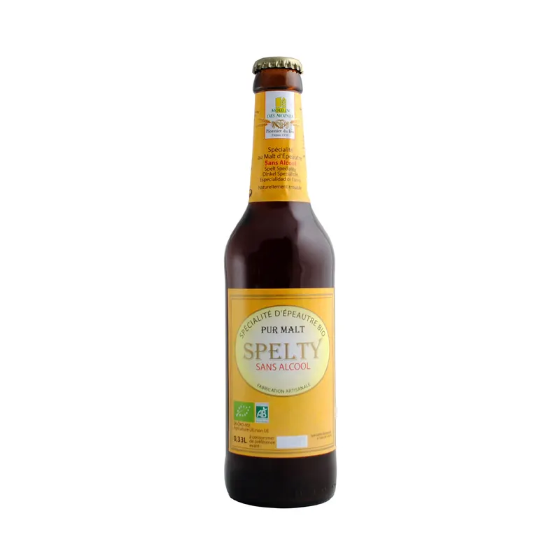 Organic Spelt Beer With Spelt Malt, Alcohol Free - 33cl, MOULIN DES MOINES
