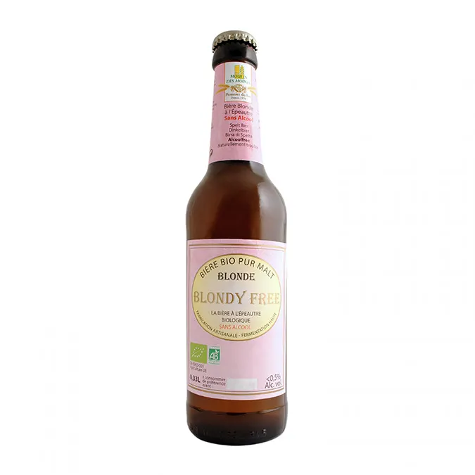 Organic Blonde Beer Blondy Free, Alcohol Free - 33cl, MOULIN DES MOINES