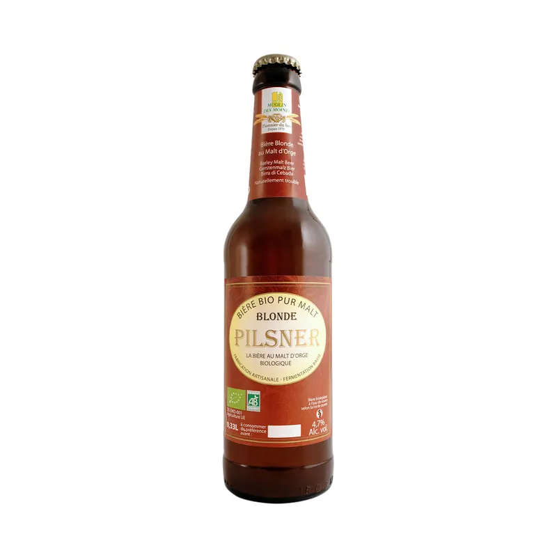 Organic Pilsner Beer With Barley Malt - 33cl, MOULIN DES MOINES
