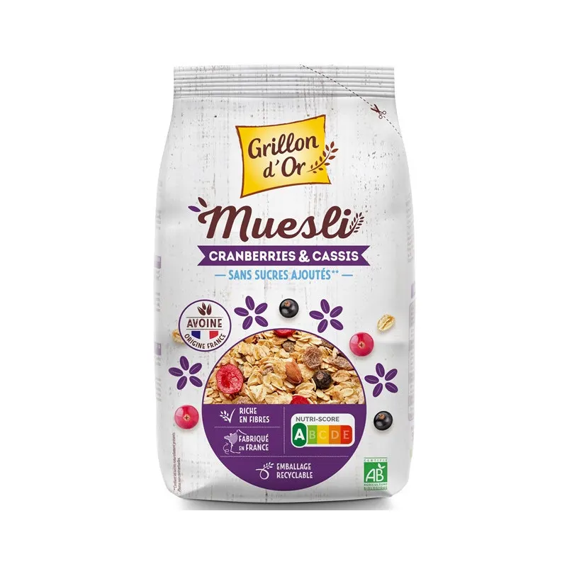 Cranberry Blackcurrant Muesli 500g, GRILLON D'OR