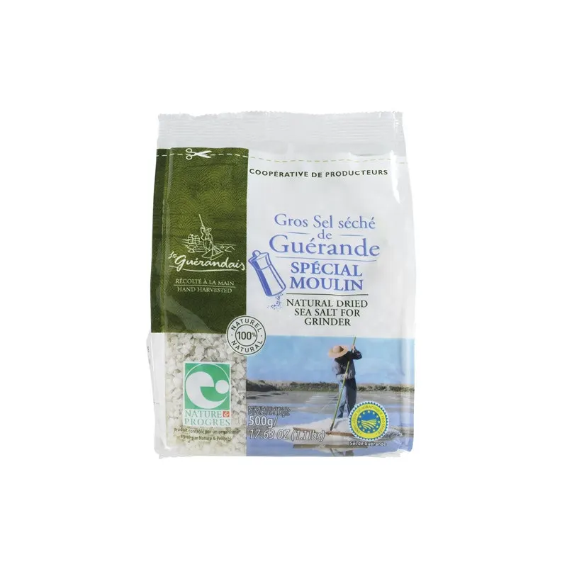 Gros Guérande Salt Dried Refill Bag 500g IGP And Nature & Progrès, SEL DE GUERANDE