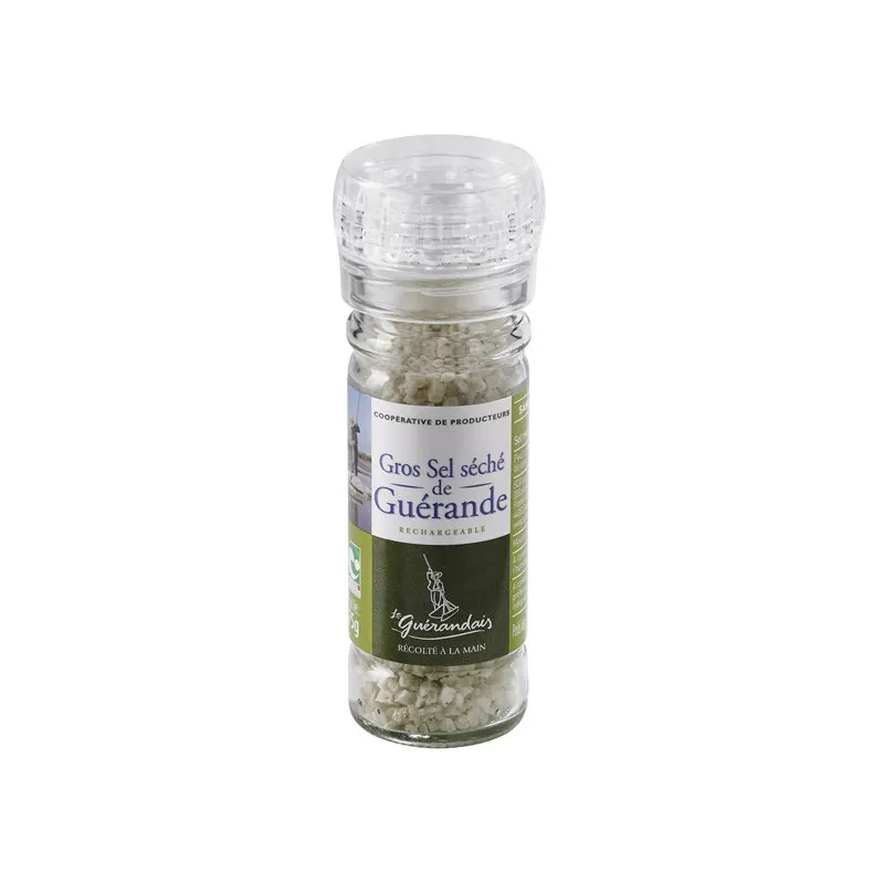 Gros Guérande Salt Dried Refillable Mill 75g IGP And Nature & Progrès, SEL DE GUERANDE