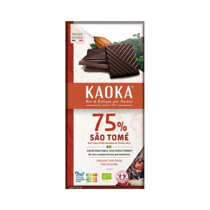 Dark Chocolate 75% From Sao Tome 100g, KAOKA