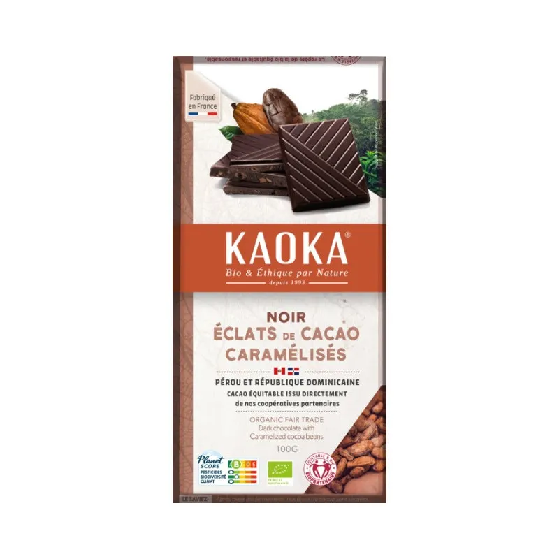 Dark Chocolate With Cocoa Nib Pieces 100g, KAOKA