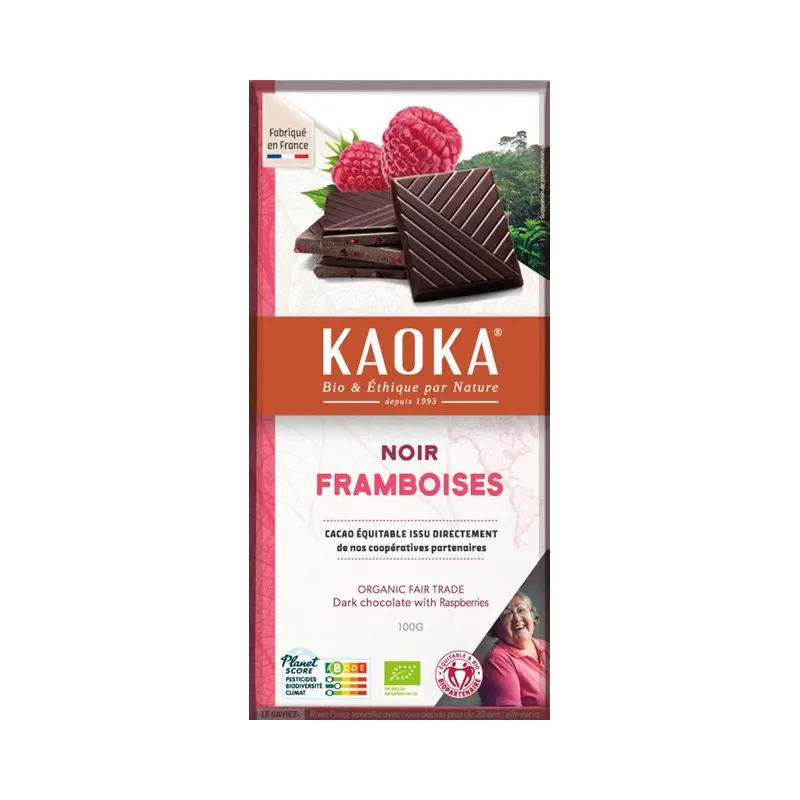 Dark Chocolate 55% Raspberry 100g, KAOKA