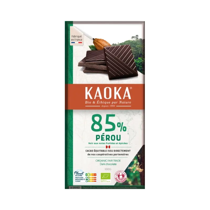 85% Dark Chocolate Peru, Fair Trade 100g, KAOKA