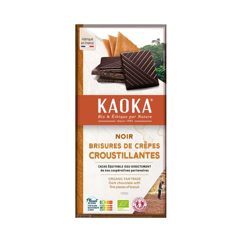 58% Dark Chocolate with Crispy Crepe Biscuit 100g, KAOKA