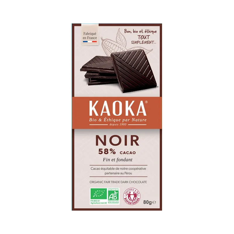 Simply Dark, Dark Chocolate 58% Cocoa 80g, KAOKA