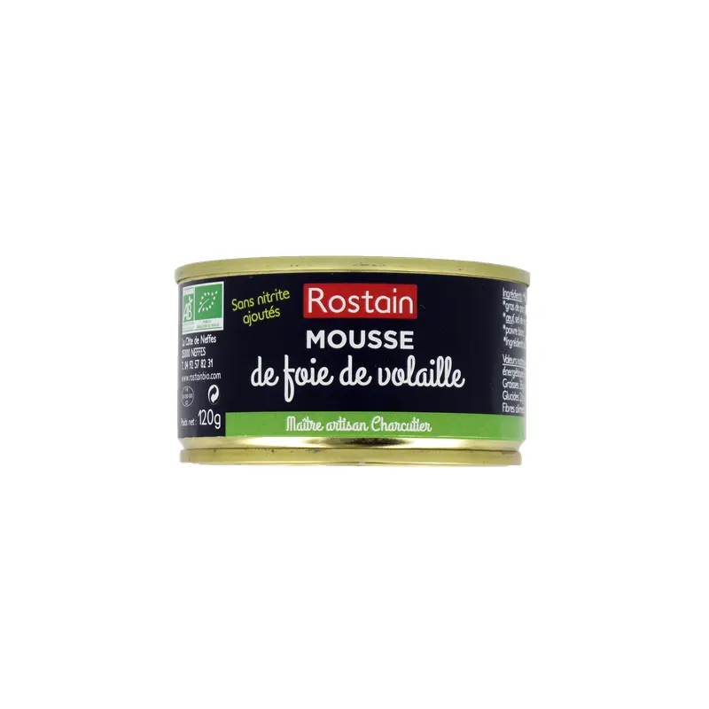 Poultry Liver Mousse with No Added Nitrite 120g, ROSTAIN