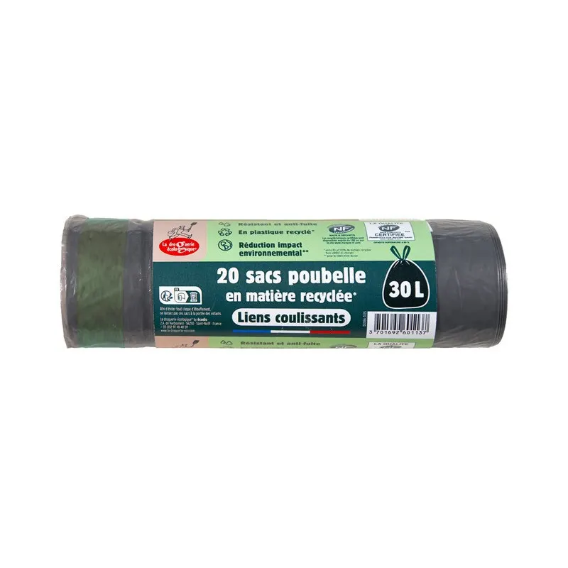 30l Trash Bags With Drawstring x20 in display, LA DROGUERIE ECOLOGIQUE
