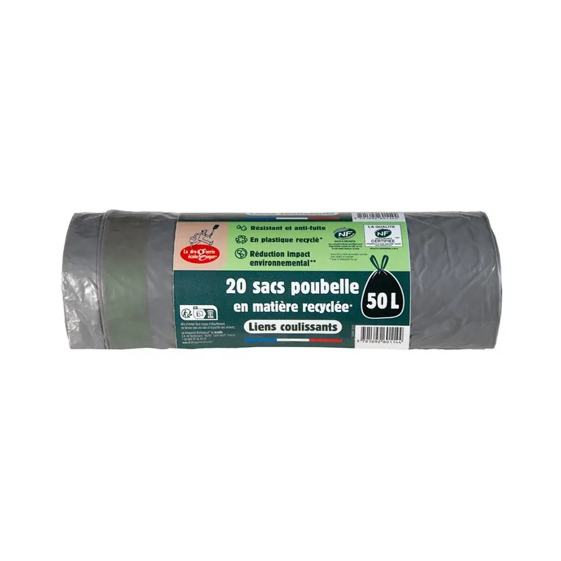 50l Trash Bags With Drawstring x20 in display, LA DROGUERIE ECOLOGIQUE