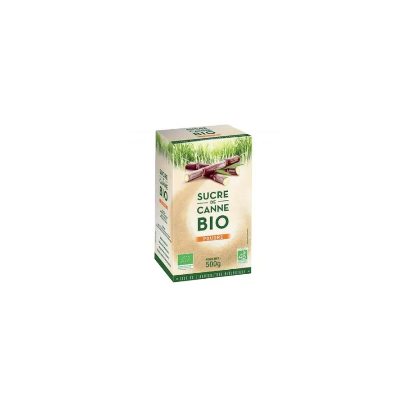 Brown Cane Sugar Powder Box 500g with Pour Spout, Fair Trade, LOIRET